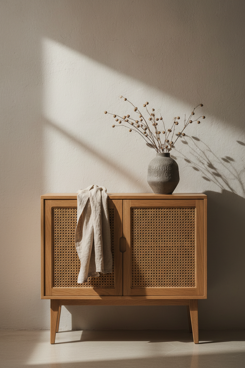 Storage Cabinet - Oak Rattan