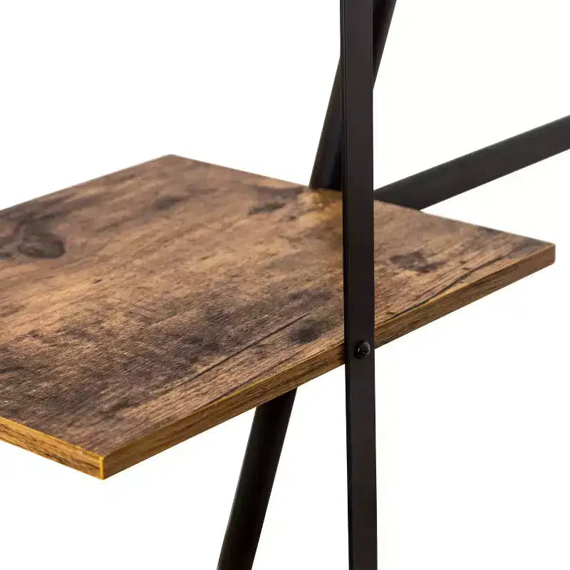 Rustic Z-Frame Wardrobe Racks Brown: Steel Garment & Clothing Rack, Freestanding Closet with 5 Shelves