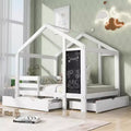 Bellemave Twin/Full House Bed with Blackboard and Storage Drawers, Convertible Kids Play and Sleep Loft Bed, White