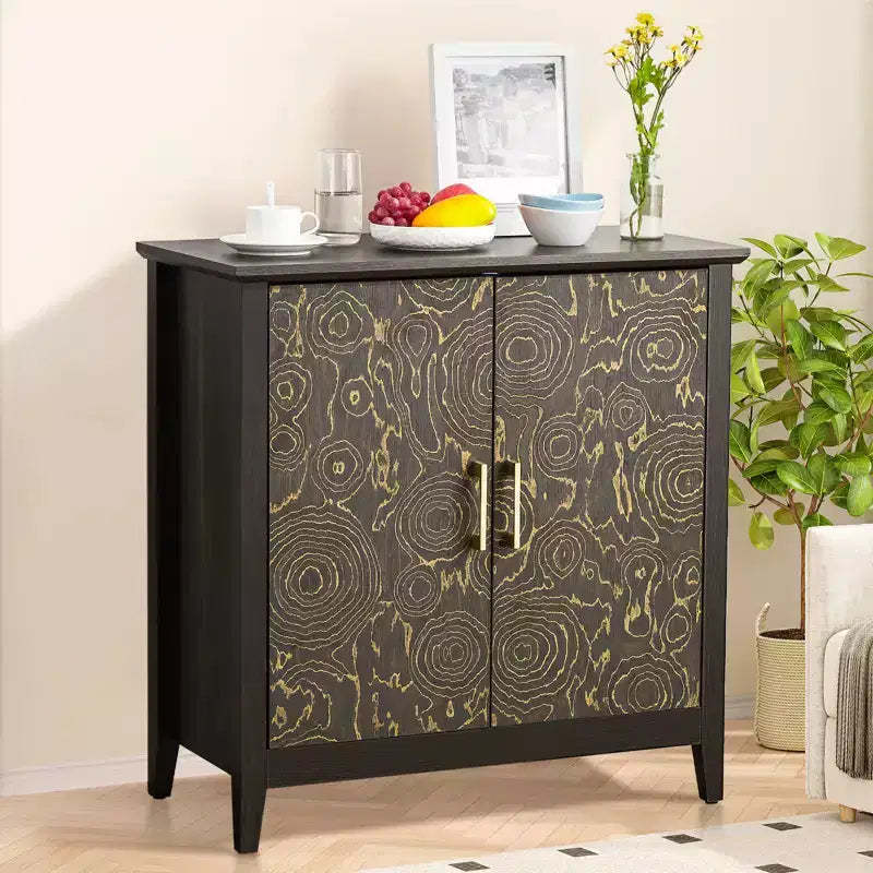 2 Doors Accent Cabinet Decorative Storage Cabinet for Living Room with Adjustable Shelf, Bedroom,