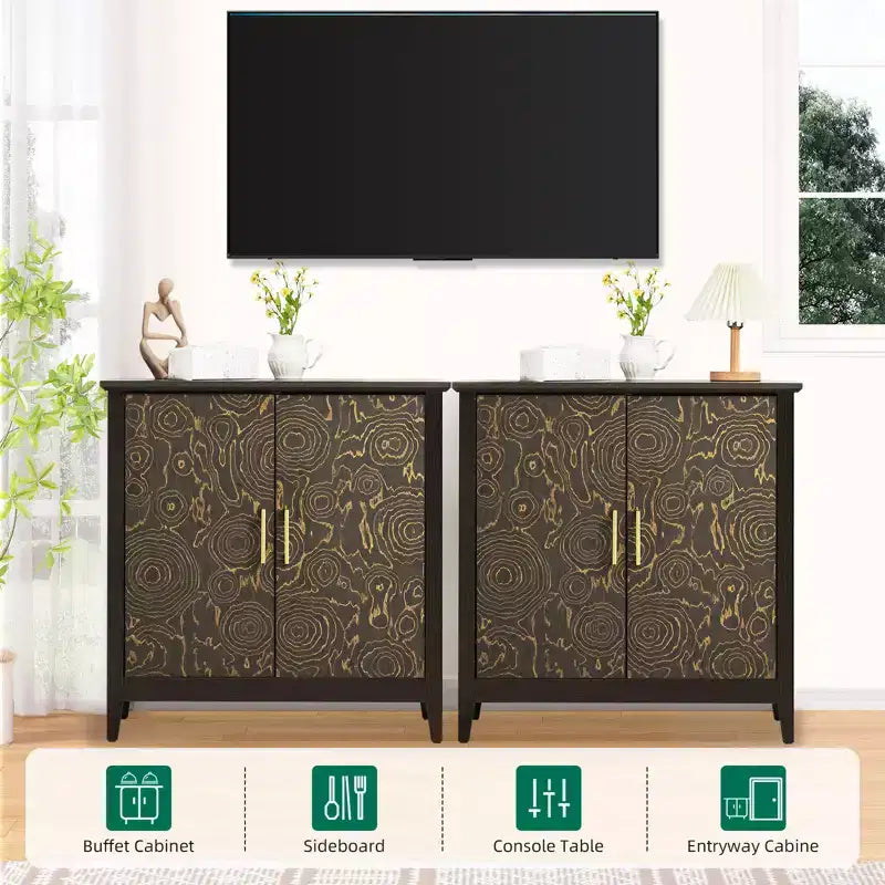 2 Doors Accent Cabinet Decorative Storage Cabinet for Living Room with Adjustable Shelf, Bedroom