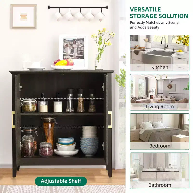 2 Doors Accent Cabinet Decorative Storage Cabinet for Living Room with Adjustable Shelf, Bedroom
