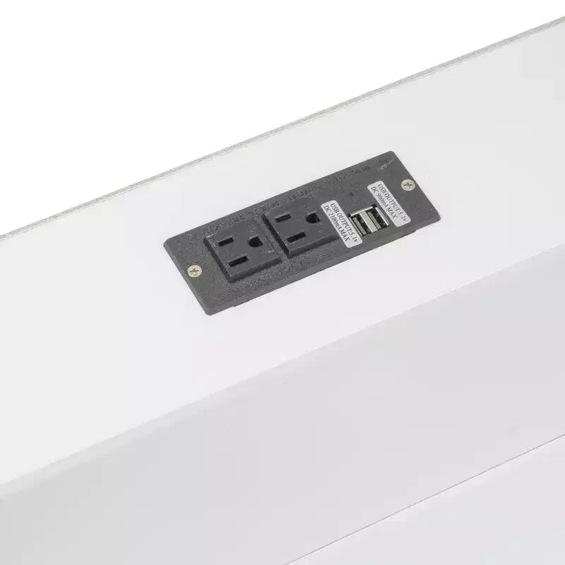 Queen over Queen Bunk Bed with Storage Cabinets and USB Ports, White