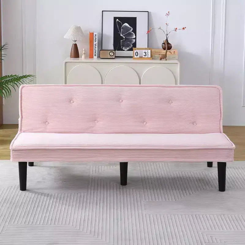 MAYEERTY Modern Corduroy Loveseat Sofa Bed Flexibly for Living Room Bedroom Pink