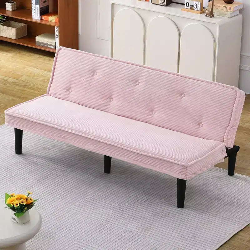 Modern Corduroy Loveseat Sofa Bed Flexibly for Living Room Bedroom Pink