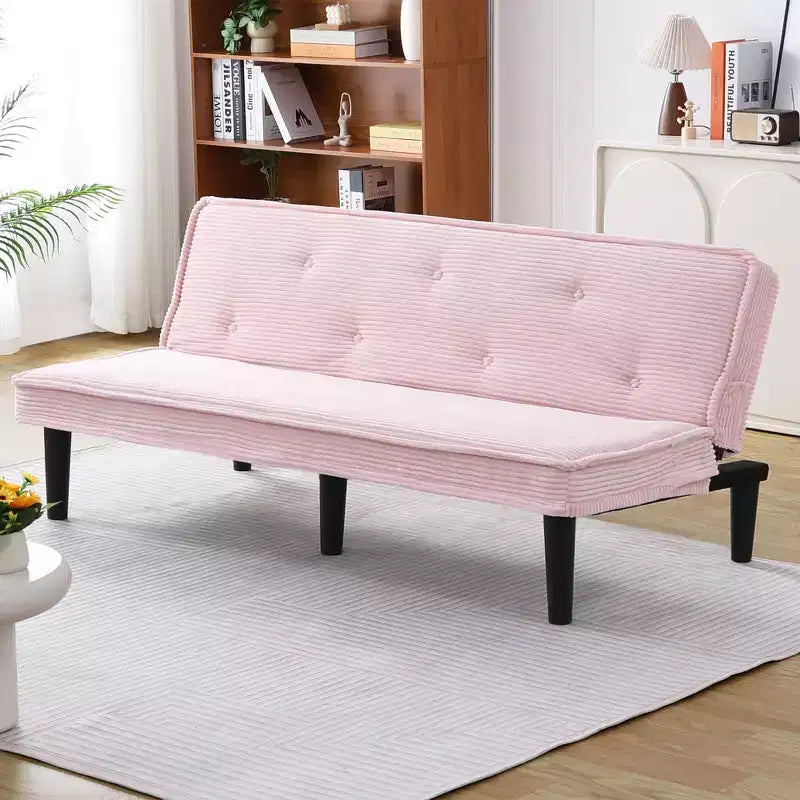 Modern Corduroy Loveseat Sofa Bed Flexibly for Living Room Bedroom Pink