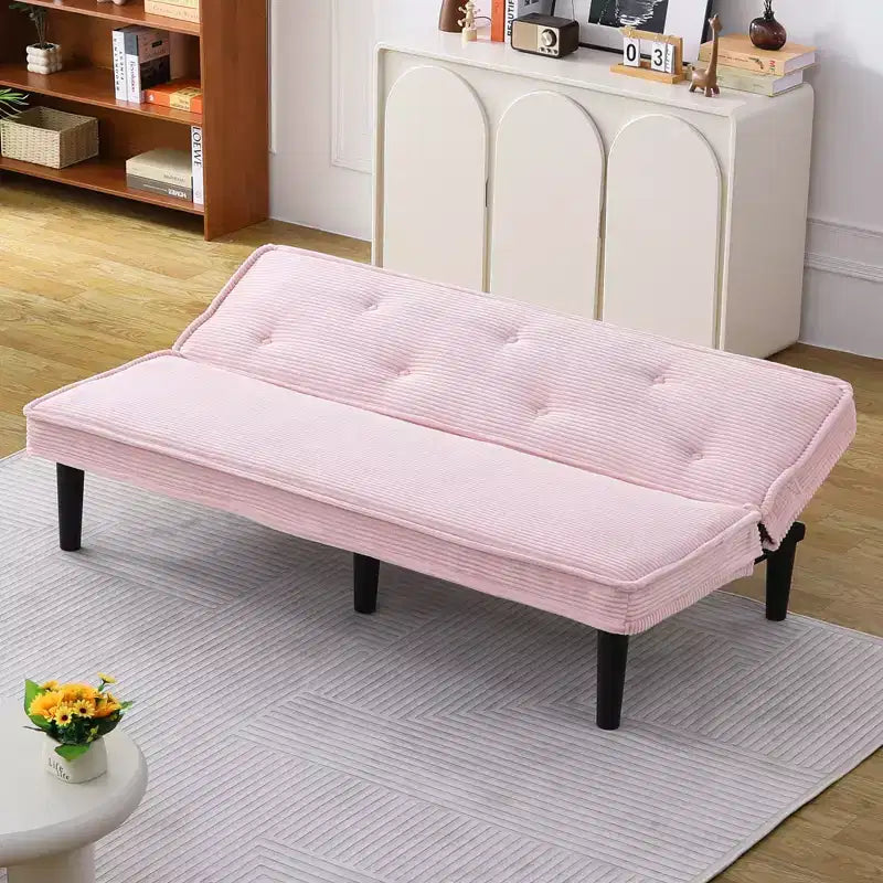 Modern Corduroy Loveseat Sofa Bed Flexibly for Living Room Bedroom Pink
