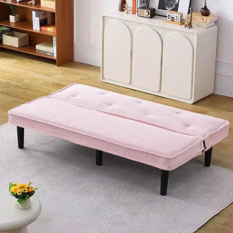 Modern Corduroy Loveseat Sofa Bed Flexibly for Living Room Bedroom Pink