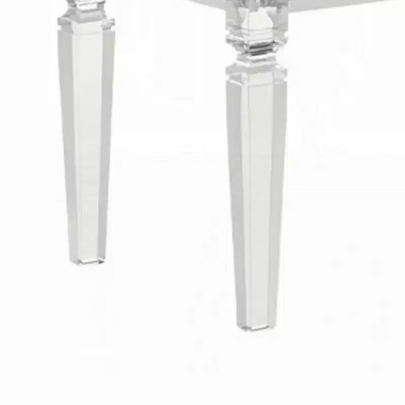 Royal Hampton Bench, Beige Padded Seat, 54 Inch Clear Tapered Acrylic Legs