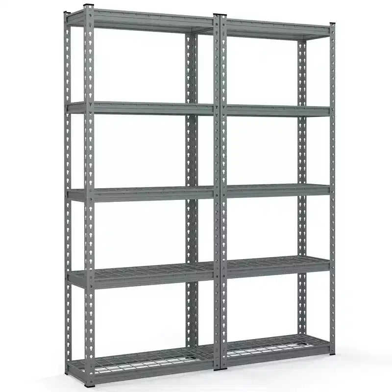 Costway 2 PCS 5-Tier Metal Shelving Unit Heavy Duty Wire Storage Rack with Anti-slip Foot Pads