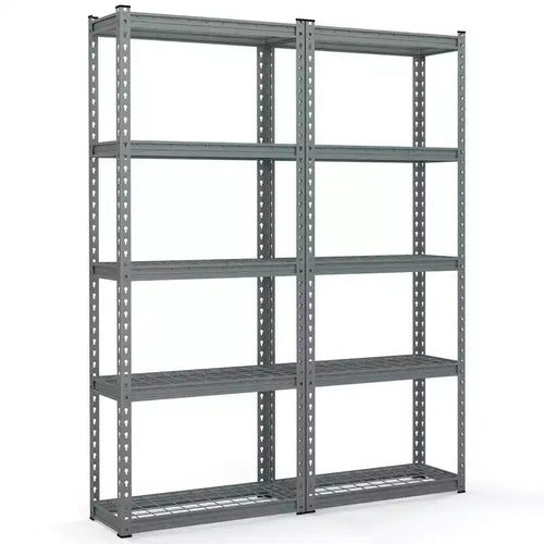 Costway 2 PCS 5-Tier Metal Shelving Unit Heavy Duty Wire Storage Rack with Anti-slip Foot Pads