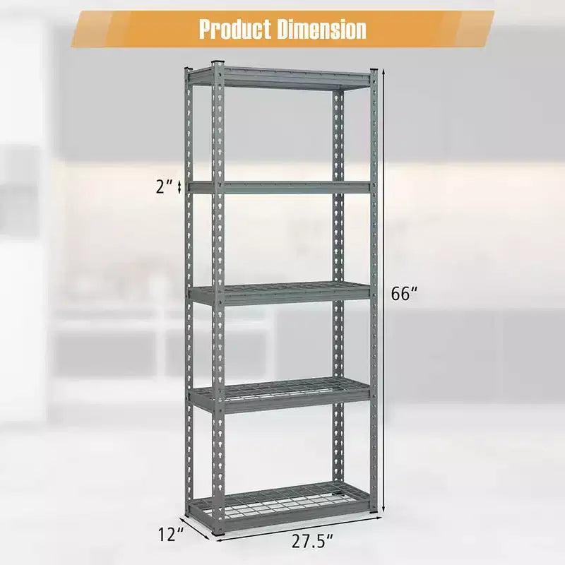 2 PCS 5-Tier Metal Shelving Unit Heavy Duty Wire Storage Rack with Anti-slip Foot Pads