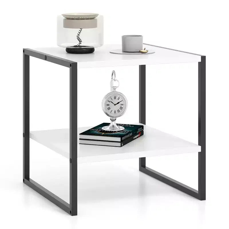 Costway 20 2-Tier End Table w/ Storage Shelf Reversible Design for Living Room