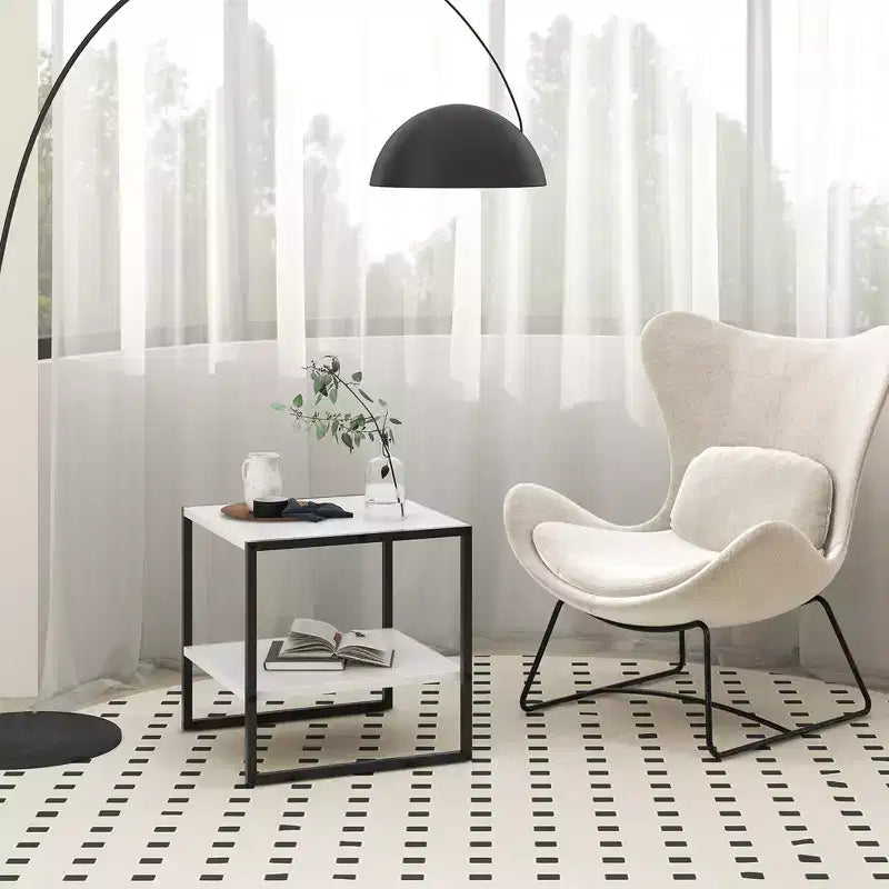 20 2-Tier End Table w/ Storage Shelf Reversible Design for Living Room