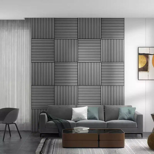 24x24 Wood Panels for Wall, 4 Pack Acoustic Panels, Sound Absorbing Slat Wall For Interior Wall Decor, Home