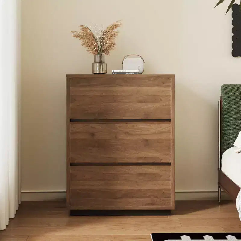 Luck Live Modern 3-Drawer Dresser, Wooden Storage Cabinet with Ample Space, Minimalist Bedroom Chest Walnut Color