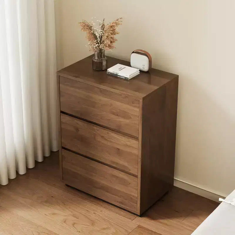 Modern 3-Drawer Dresser, Wooden Storage Cabinet with Ample Space, Minimalist Bedroom Chest Walnut Color