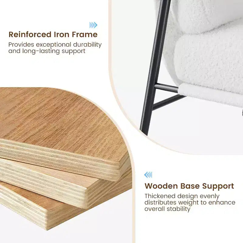 Comfy Chair, Modern Accent Chair with Metal Frame, Cozy Reading Chair with Soft Cushion & Wood Armrest for Bedroom, Living Room