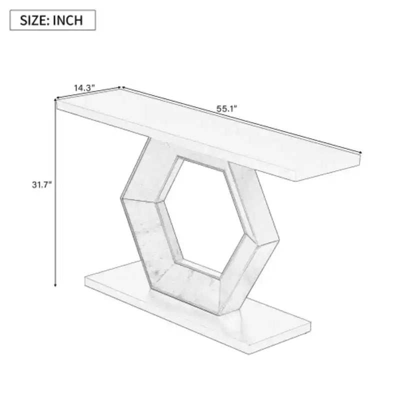 Modern Entryway Console Tables with Hollow Hexagon Base, Unique Console Tables for Entryway, Hallway or Living Room Accent Display - Panipeachy