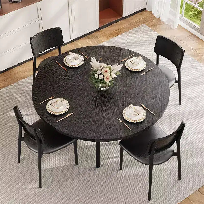 47 Round Dining Table for 4, Kitchen & Dining Room Table with Storage Shelf