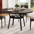 GustoWave 47 Round Dining Table for 4, Kitchen & Dining Room Table with Storage Shelf