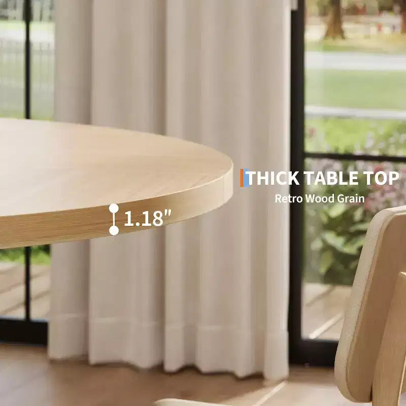 47 Round Dining Table for 4-6 People, Modern Kitchen Table with Sturdy Cross-Shaped Base & Adjustable Foot Pads, Black Table for Dining Room