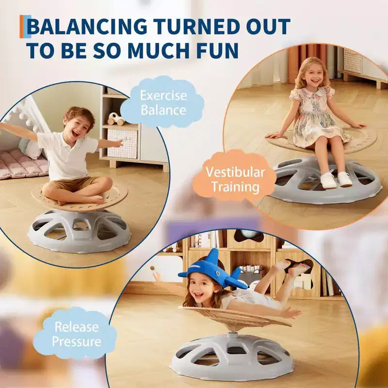Kids Sensory Swivel Chair, Spinning Chair for Autistic Kids with Safety Handle & Non-Slip Design, Training Body Coordination