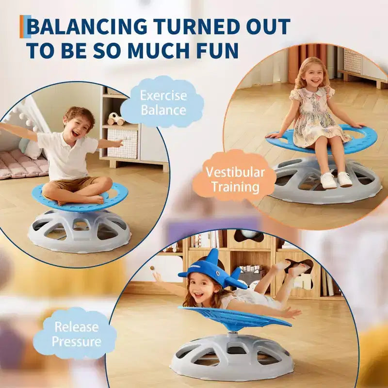 Kids Sensory Swivel Chair, Spinning Chair for Autistic Kids with Safety Handle & Non-Slip Design, Training Body Coordination