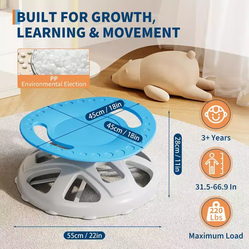Kids Sensory Swivel Chair, Spinning Chair for Autistic Kids with Safety Handle & Non-Slip Design, Training Body Coordination
