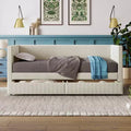 MAYEERTY Twin Size Corduroy Daybed, 2 Drawers Wood Slat, Bedroom, Beige