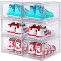 6 PCS Shoe Organizer, Clear Plastic Stackable Shoe Organizer for Closet, Clear Plastic Stackable Shoe Box for Entryway Space Saving Collapsible Shoe
