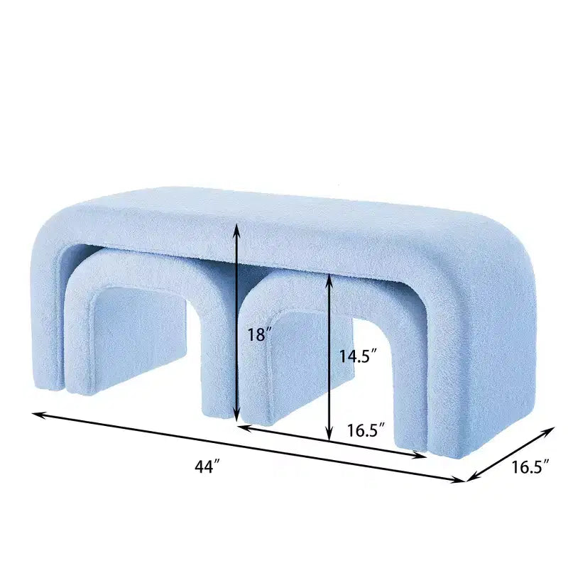 Set of 3 U-Shaped Bench,Sectional Ottoman Bench, Upholstered Ottoman Footrest Stool