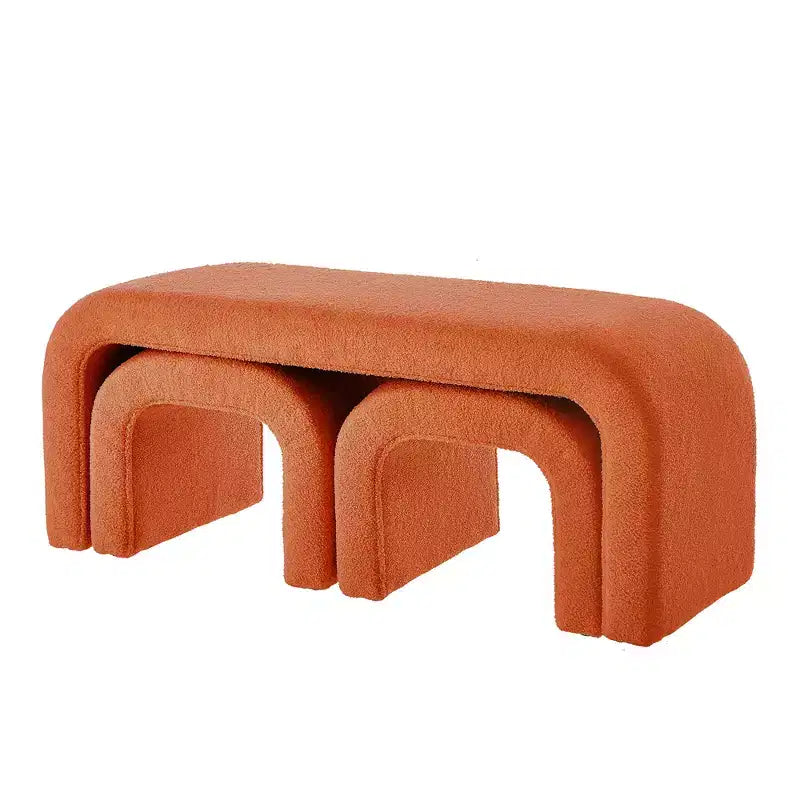 Set of 3 U-Shaped Bench,Sectional Ottoman Bench, Upholstered Ottoman Footrest Stool