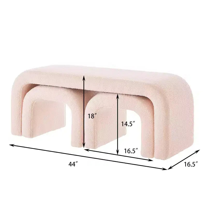 Set of 3 U-Shaped Bench,Sectional Ottoman Bench, Upholstered Ottoman Footrest Stool