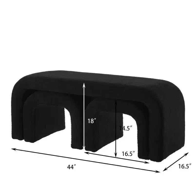 Set of 3 U-Shaped Bench,Sectional Ottoman Bench, Upholstered Ottoman Footrest Stool