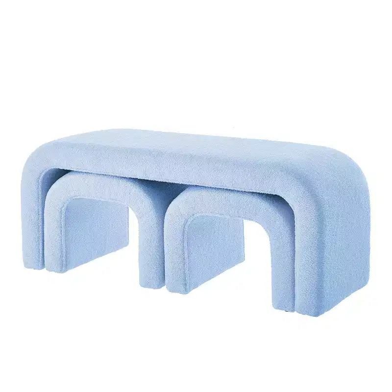 Set of 3 U-Shaped Bench,Sectional Ottoman Bench, Upholstered Ottoman Footrest Stool