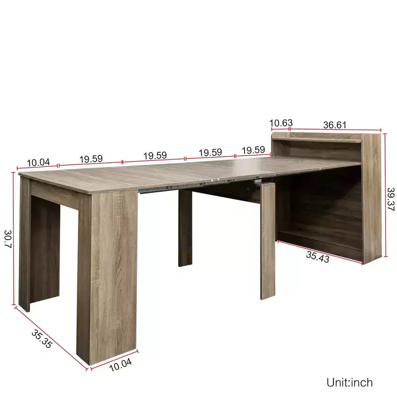 Modern Extendable Dining Table with Storage, Versatile Space Saving Rectangular Table for Kitchen Dining Room Living Room Small Space, Natural