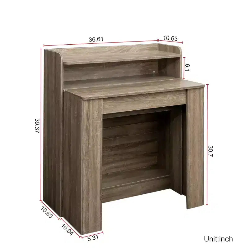 Modern Extendable Dining Table with Storage, Versatile Space Saving Rectangular Table for Kitchen Dining Room Living Room Small Space, Natural