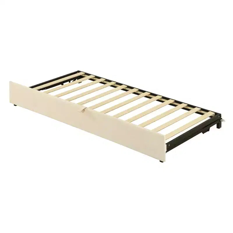Twin Size Upholstered daybed with Pop Up Trundle for Living Room and Guest Room