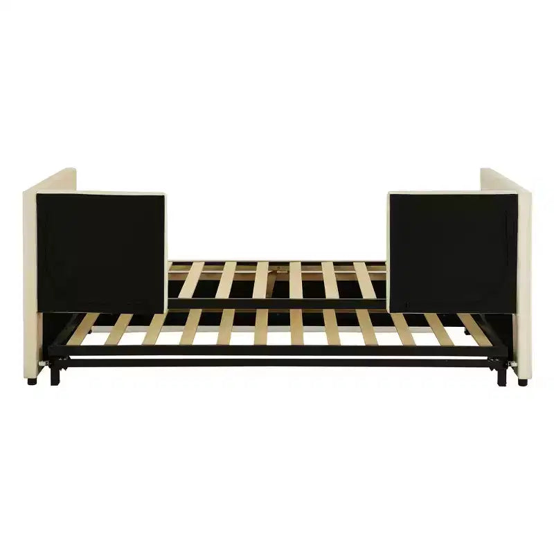 Twin Size Upholstered daybed with Pop Up Trundle for Living Room and Guest Room