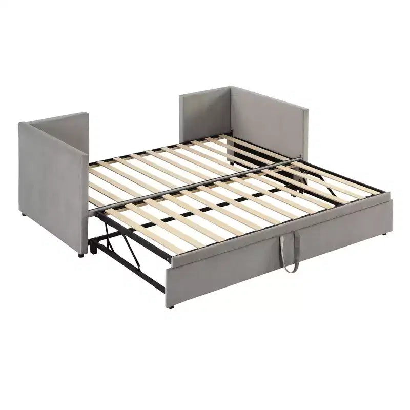 Twin Size Upholstered daybed with Pop Up Trundle for Living Room and Guest Room