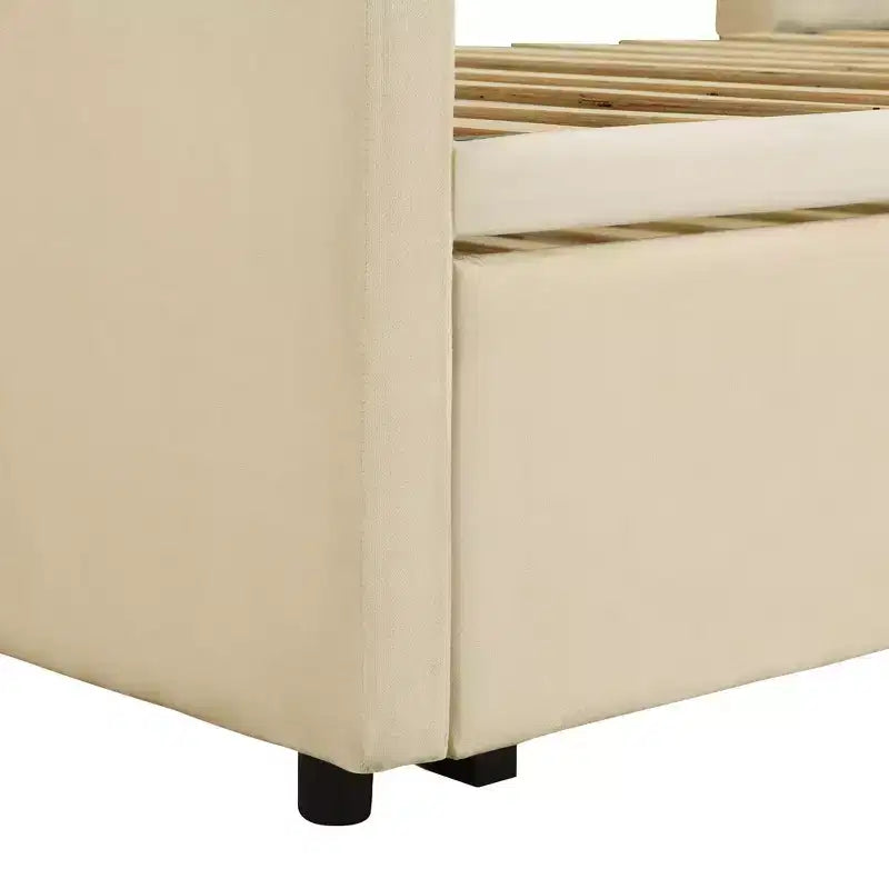 Twin Size Upholstered daybed with Pop Up Trundle for Living Room and Guest Room