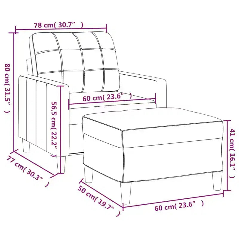 Sofa Chair Accent Upholstered Single Sofa Chair with Footstool Fabric