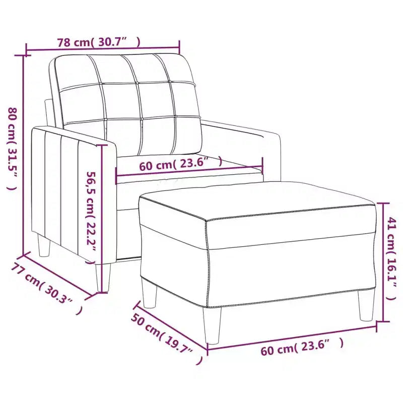 Sofa Chair Accent Upholstered Single Sofa Chair with Footstool Fabric