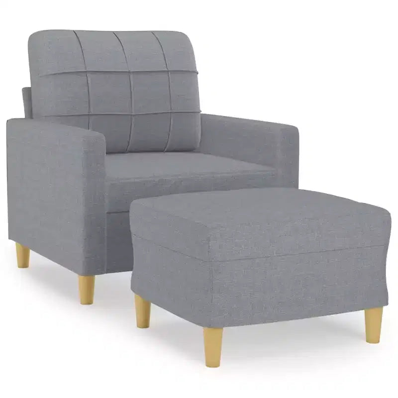 vidaXL Sofa Chair Accent Upholstered Single Sofa Chair with Footstool Fabric