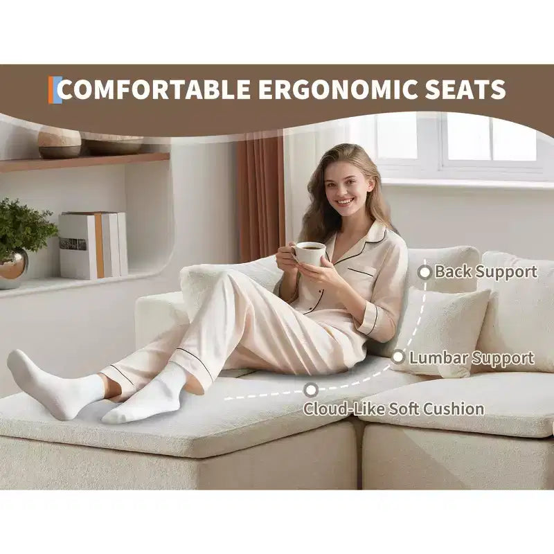 Sofa, 110 Convertible L-Shaped Modular Cloud Couch Chenille Deep Seat with Ottoman/Chaise Memory Foam Pillows for Living Room