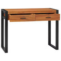 vidaXL Desk Standing Computer Desk Home Office Desk with 2 Drawers Teak Wood - 39.4 x 15.7 x 29.5