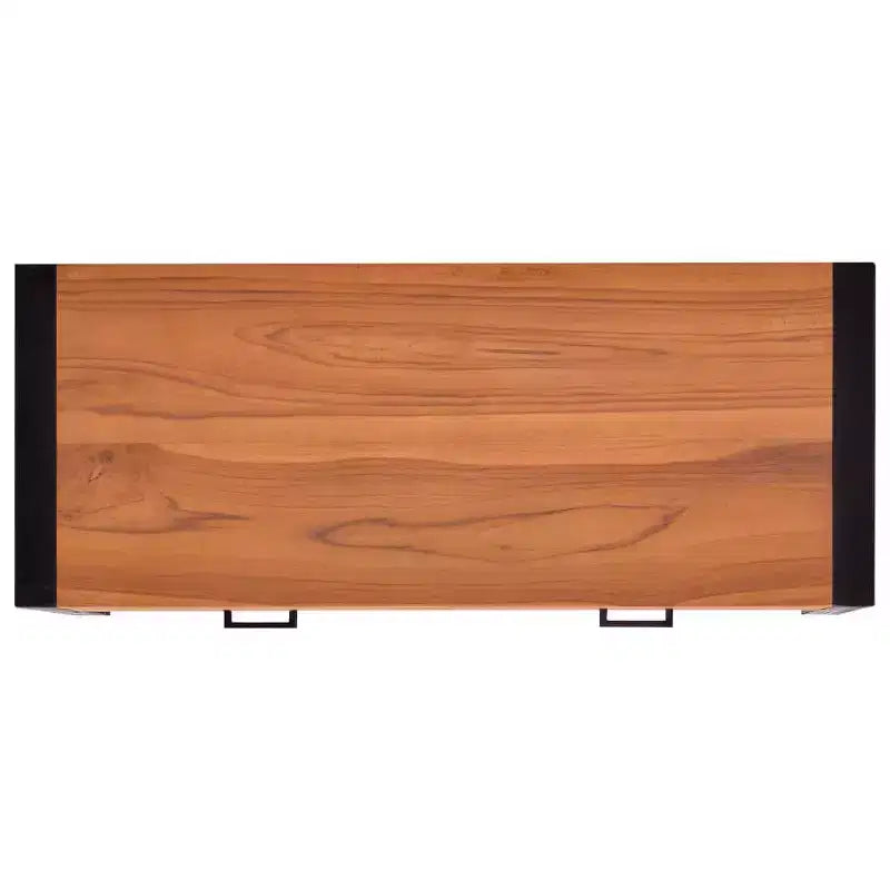 Desk Standing Computer Desk Home Office Desk with 2 Drawers Teak Wood - 39.4 x 15.7 x 29.5