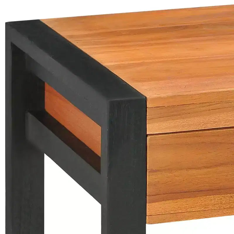Desk Standing Computer Desk Home Office Desk with 2 Drawers Teak Wood - 39.4 x 15.7 x 29.5