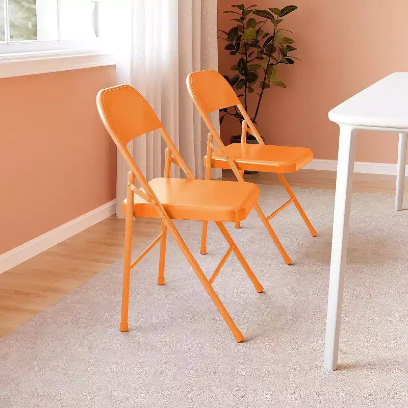 8-Pack Heavy Duty Steel Folding Chairs with Backrest, 350 lb Capacity Portable Metal Dining Chairs for Indoor & Outdoor Events